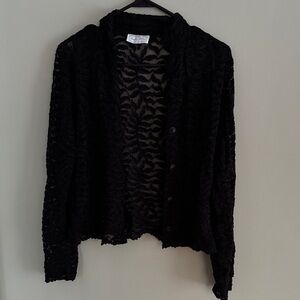 Hanky Panky NY Black Goth Lace Button-Up Cardigan Women’s Sweater Size S Small